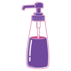 Stylized Soap Dispenser with Purple Liquid and Pink Outline for Hygiene Products and Graphic Design Resources