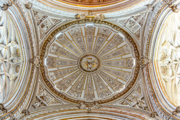 Fototapeta premium Decorated ceiling of Renaissance nave and transept in Mezquita (Great Mosque of Cordoba), Spain