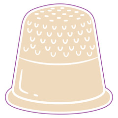Thimble Illustration for Sewing Crafting and Needlework Projects in Graphic Arts Style with Pastel Color Palette