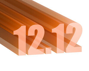 12.12 Shopping Sale Event Date, Modern 3D Graphic Design Render Isolated on transparent Background for December Online E-commerce Promotion Banner, Advertising and Retail Marketing Campaign Concept.