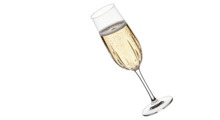 Elegant champagne flute filled with sparkling wine against a perfect for celebrations and sophisticated events offering a touch of luxury on transparent background
