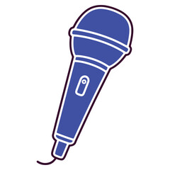 Vibrant Blue Microphone Illustration on White Background Ideal for Audio and Communication Projects and Designs