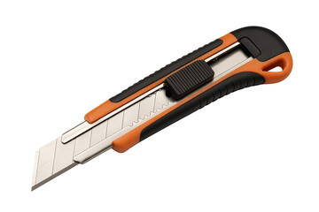 Obraz premium Retractable utility knife with orange and black handle