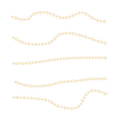 Vector set of glowing Christmas lights with colorful LED bulbs, holiday radiance, and bright decorative strands isolated on transparent background for winter celebration designs and digital art overla