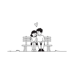 Sweet couple sitting together on a park bench
