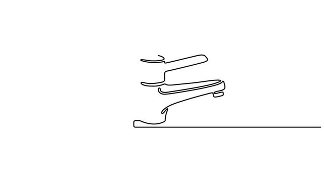 Continuous one line drawing of a lever mixer faucet animation video