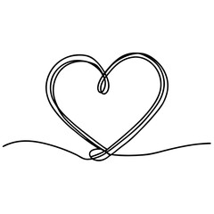  Continuous Spiral Heart Line Art | Minimal Flowing Heart Outline Vector | Simple Elegant One-Line Romantic Design
