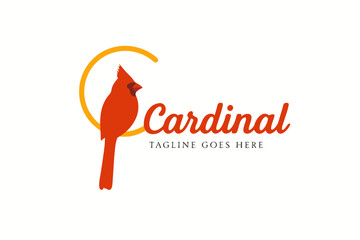 Striking cardinal logo design for branding, marketing, or wildlife conservation projects needing a clean minimalist aesthetic