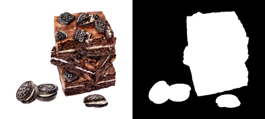 Mouthwatering Layered Oreo Chocolate Cream Dessert Watercolor Illustration with Clipping Mask