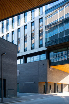 Wide angle composition of contemporary housing and architecture defining urban development across green areas in the loren district of Oslo, Norway
