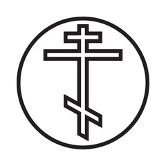Orthodox christian cross symbol in a circle