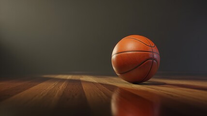 Obraz premium Basketball lying on the court floor