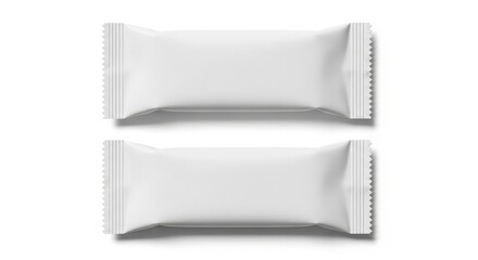 Two blank white candy bar wrappers, ready for branding and design