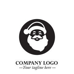 Obraz premium Santa Claus Logo Symbol in Black on White Background for Classic Holiday Branding and Design ArtPlus