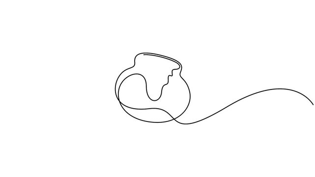Self animated minimalist continuous line drawing of a jug or decanter