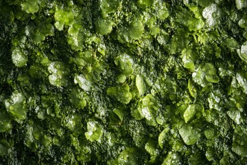 Macro close-up of moss texture with reflective moisture