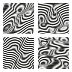 Abstract striped patterns collection with optical illusion effect for creative background design © kiemie