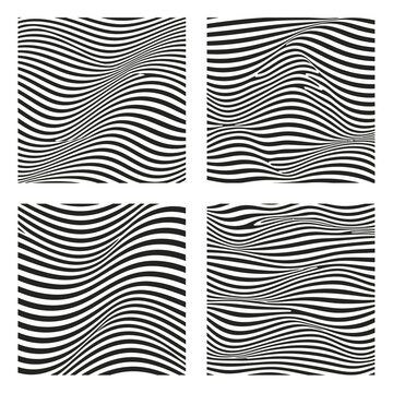 Abstract striped patterns collection with optical illusion effect for creative background design