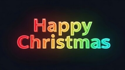 Happy holiday greeting rendered in colorful gradient 3d text on dark background
