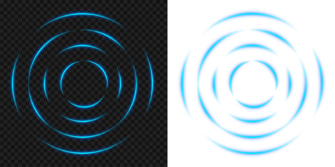 Blue glowing signal waves or sound wave with ripple motion and dynamic curved lines creating a...