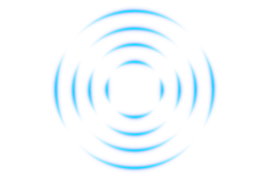 Blue glowing signal waves or sound wave with ripple motion and dynamic curved lines creating a radiant pulse vortex effect and audio visualization on transparent background