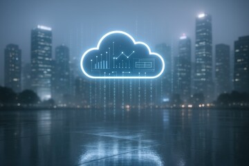 Cloud Computing Network Visualization Over Cityscape: Modern Data Solutions for Business and Technology
