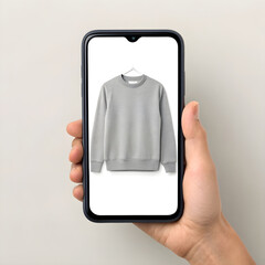 Hand holding a smartphone with a blank screen for digital communication, technology, or business display