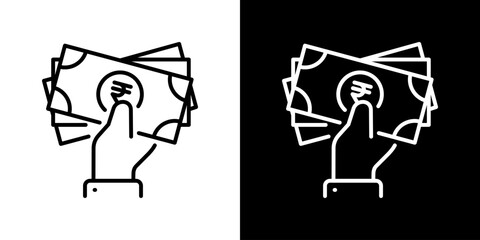 Banknote Icon With Rupee Currency Symbol. Fresh Line Design Built For Creative Flexibility In Light And Dark Versions.