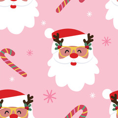 Seamless pattern with Santa and lollipops.