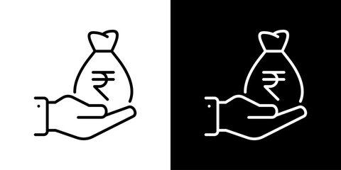 Money Icon With Rupee Currency Symbol. Fresh Line Design Built For Creative Flexibility In Light And Dark Versions.