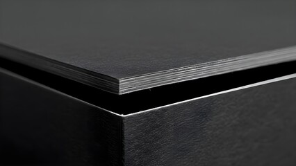 Close up of black paper stack texture with edges and angles