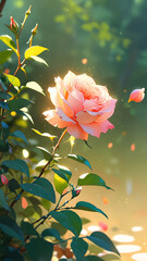 roses, garden bloom, sunny day, blue sky, floral design