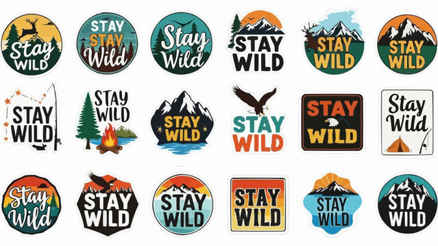 Stay Wild Adventure Logos - Nature, Mountains, and Wildlife Designs.