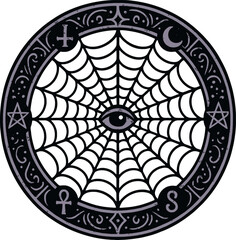 Occult Spider Web Eye Mystical Mandala Design