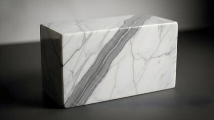 Geometric marble block with gray veins and natural textures