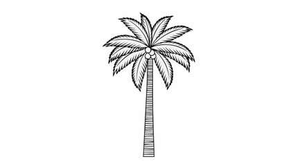 Obraz premium Detailed Sketch of a Solitary Palm Tree with Visible Trunk Texture.
