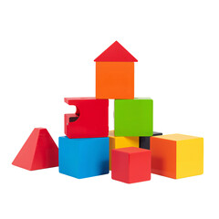 Fototapeta premium Colorful Building Blocks Arranged in a Playful Structure on a Bright Surface