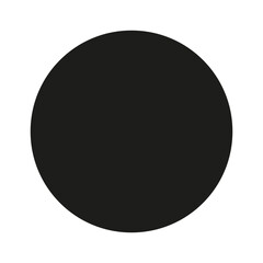 Black circle dot. Simple round button, badge. Filled circle flat icon. Flat circular pattern for scrapbooking. Circle isolated on a white background. Geometric shape. Abstract backdrop, wallpaper