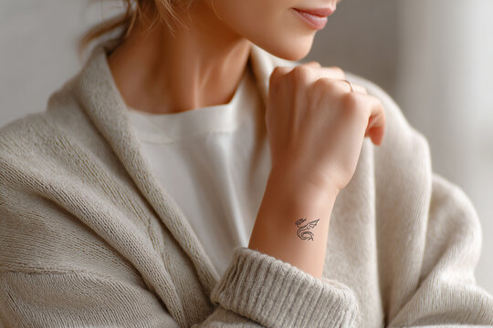 Feines minimalistisches Tattoo auf der Haut