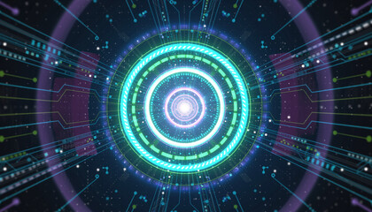 Obraz premium Digital Circuitry: An abstract representation of interconnected circuitry glows, embodying the complexities of technology and the digital world, perfect for tech-related projects.