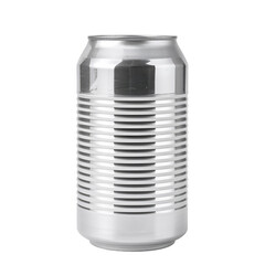 Metal Can With Ribbed Design Standing Upright on a White Background During Daytime