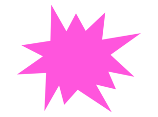 Pink starburst explosion shape graphic, sharp spiky promotional badge, bright decorative highlight element for sales and design