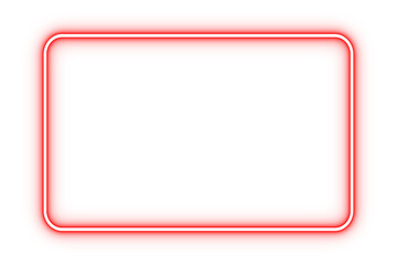 Red neon glowing rounded rectangle frame on transparent background
