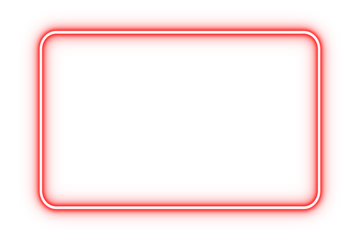 Red neon glowing rounded rectangle frame on transparent background