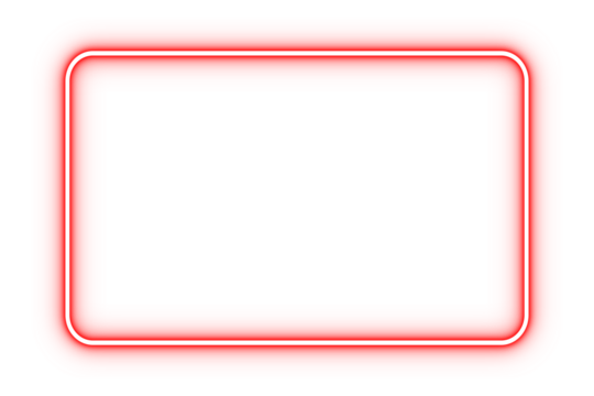 Red neon glowing rounded rectangle frame on transparent background