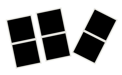 Minimal tilted photo frame placeholders with double-section rectangles, clean modern decorative layout for design projects