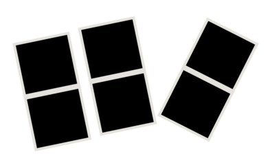Minimal tilted photo frame placeholders with double-section rectangles, clean modern decorative layout for design projects