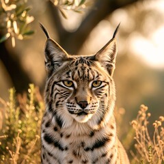 Naklejka premium Iberian Lynx in Shrubland