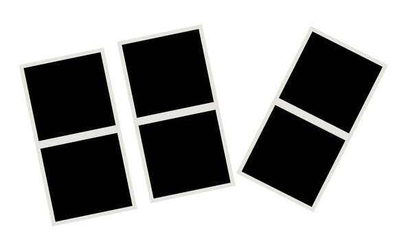 Minimal tilted photo frame placeholders with double-section rectangles, clean modern decorative layout for design projects