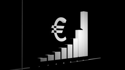 Financial growth visualized through rising bar graph and currency symbol in a sleek and modern digital design - Powered by Adobe